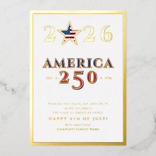 America 250 Semiquincentennial 2026 July 4th Star Foil Holiday Card