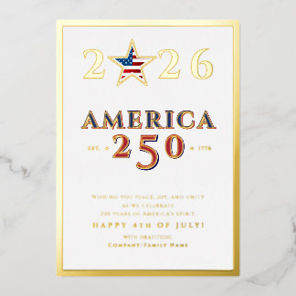 America 250 Semiquincentennial 2026 July 4th Star Foil Holiday Card
