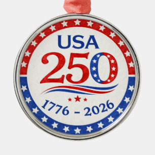 America 250 Semiquincentennial  Keepsake Metal Tree Decoration