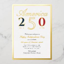 America 250 Semiquincentennial Patriotic Blue Foil Holiday Card