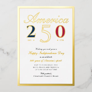 America 250 Semiquincentennial Patriotic Blue Foil Holiday Card