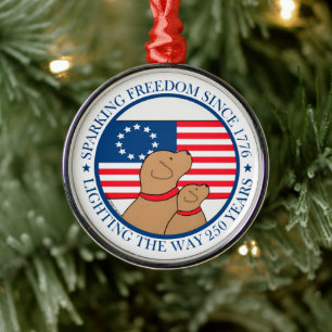 America 250 Sparking Freedom Since 1776  Metal Tree Decoration