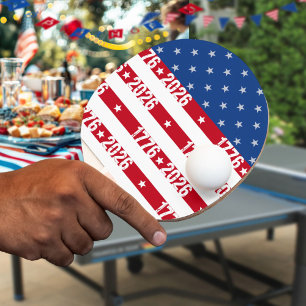 America 250 Stars & Stripes 1776 2026 Lettering Ping Pong Paddle