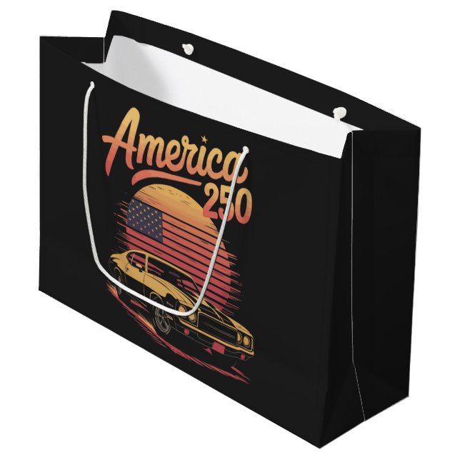 America 250 US Retro Sunset Large Gift Bag (Front Angled)