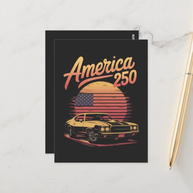 America 250 US Retro Sunset Postcard (Front/Back In Situ)