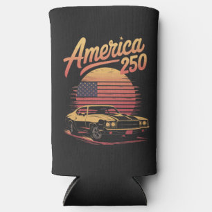 America 250 US Retro Sunset Seltzer Can Cooler