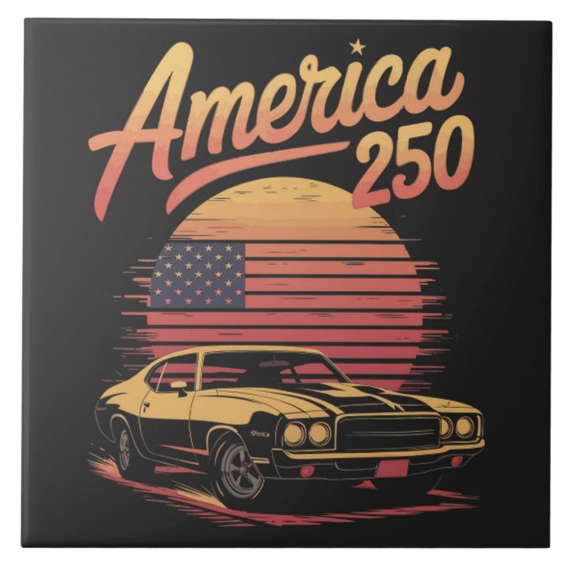 America 250 US Retro Sunset Tile (Front)