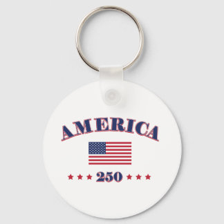 America 250 with the American Flag Key Ring