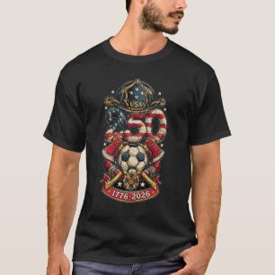 America 250 & World Cup 2026   Proud Firefighter  T-Shirt
