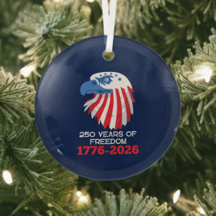 America 250 Years 1776 2026 250th Anniversary Glass Tree Decoration