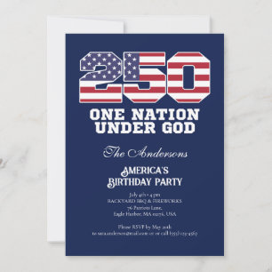 America 250 Years 250th Anniversary Independence Invitation
