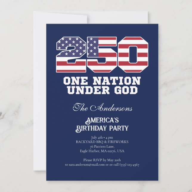  America 250 Years 250th Anniversary Independence Invitation (Front)