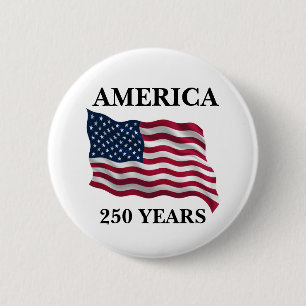 America 250 Years Flag 6 Cm Round Badge