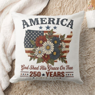 America 250 Years Flag Floral Cushion
