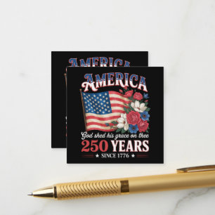 America 250 Years Flag Floral Enclosure Card