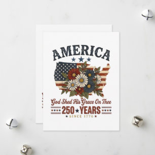 America 250 Years Flag Floral Holiday Card