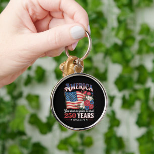 America 250 Years Flag Floral Key Ring