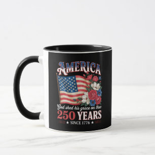America 250 Years Flag Floral Mug