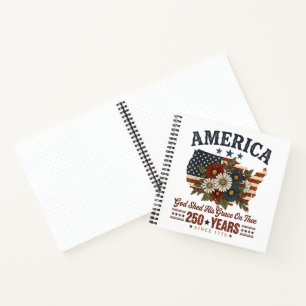 America 250 Years Flag Floral Notebook