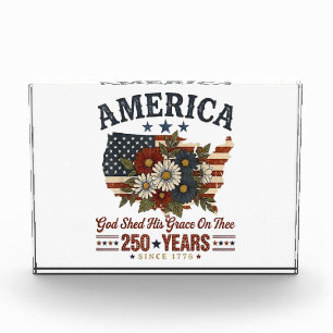 America 250 Years Flag Floral Photo Block
