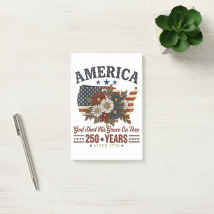 America 250 Years Flag Floral Post-it Notes