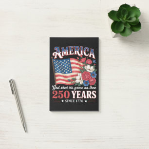 America 250 Years Flag Floral Post-it Notes