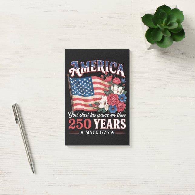 America 250 Years Flag Floral Post-it Notes (Office)