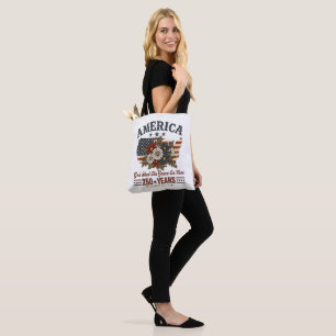 America 250 Years Flag Floral Tote Bag