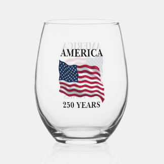 America 250 Years Flag Stemless Wine Glass