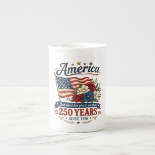 America 250 Years Floral Flag Bone China Mug