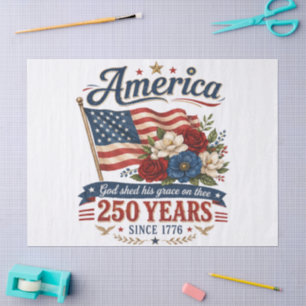 America 250 Years Floral Flag Tissue Paper