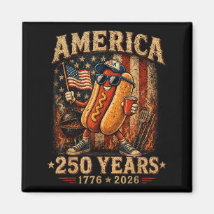 America 250 Years Funny Hotdog Bbq 1776 2026 Magnet