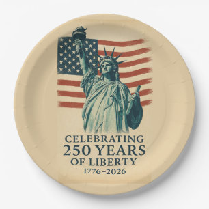 America 250 Years Liberty Patriotic Celebration Paper Plate
