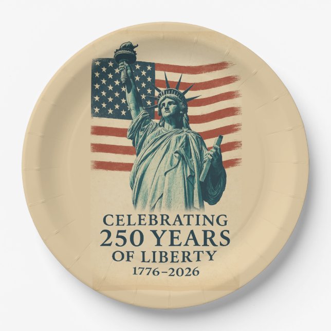 America 250 Years Liberty Patriotic Celebration Paper Plate (Front)