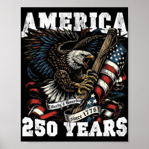 America 250 Years Liberty Vintage Eagle 1776 2026 Poster