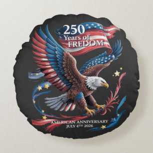 America 250 Years of Freedom 1776-2026 Round Cushion
