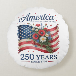 America 250 Years of Freedom 1776 2026 Round Cushion