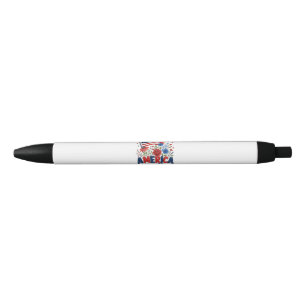 America 250 Years of Freedom Floral Flag Black Ink Pen