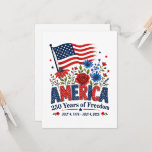 America 250 Years of Freedom Floral Flag Invitation