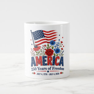 America 250 Years of Freedom Floral Flag Large Coffee Mug