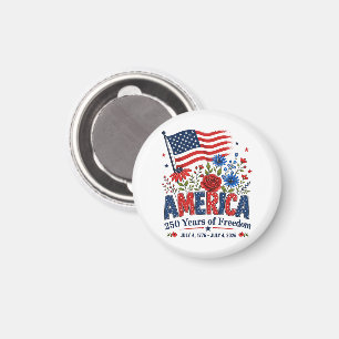 America 250 Years of Freedom Floral Flag Magnet