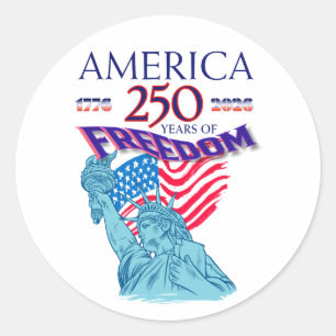 AMERICA 250 YEARS OF FREEDOM STATUE OF LIBERTY CLASSIC ROUND STICKER
