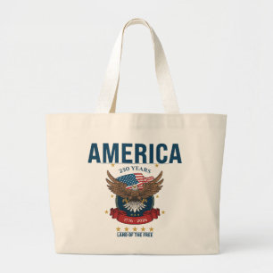 America 250 Years Patriotic Anniversary Eagle Large Tote Bag