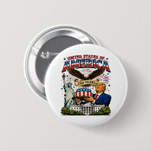 America 250 Years Patriotic Eagle Celebration 6 Cm Round Badge