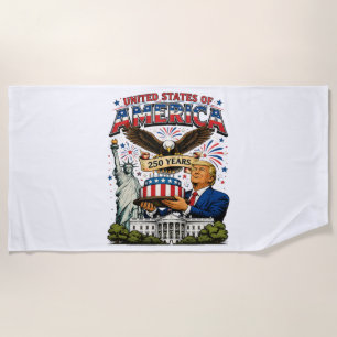 America 250 Years Patriotic Eagle Celebration Beach Towel