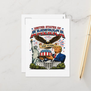 America 250 Years Patriotic Eagle Celebration Holiday Postcard