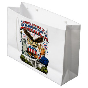America 250 Years Patriotic Eagle Celebration Large Gift Bag