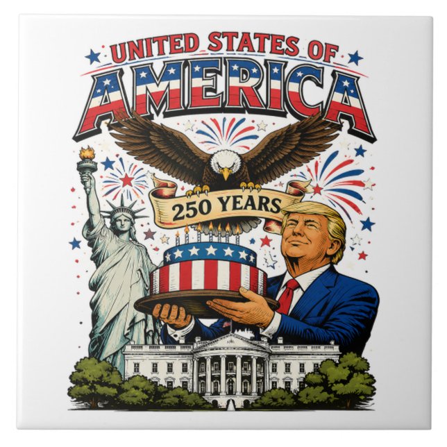 America 250 Years Patriotic Eagle Celebration Tile (Front)