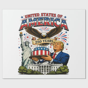 America 250 Years Patriotic Eagle Celebration Wrapping Paper