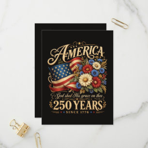 America 250 Years Since 1776 Floral Patriotic Gift Invitation Postcard